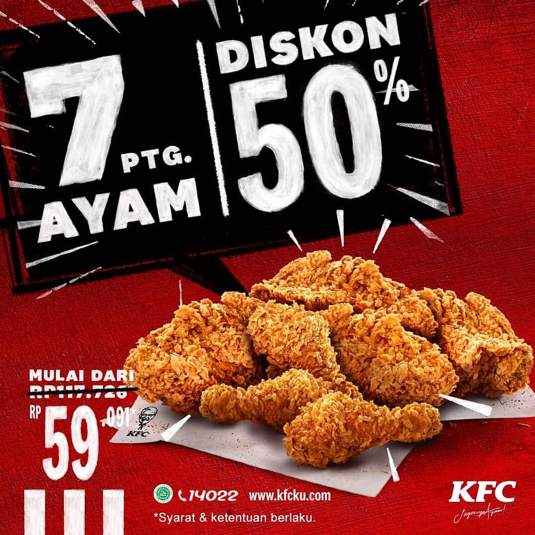 KFC | 7 potong ayamnya lagi diskon 50% image 1
